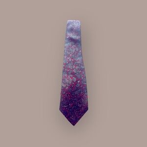 Christian Dior Red Blue Paisley Print Tie All Silk Classic Made In USA